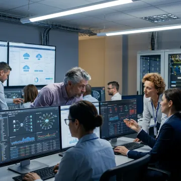 Managed IT support team monitoring business systems