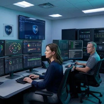 IT team monitoring network security systems