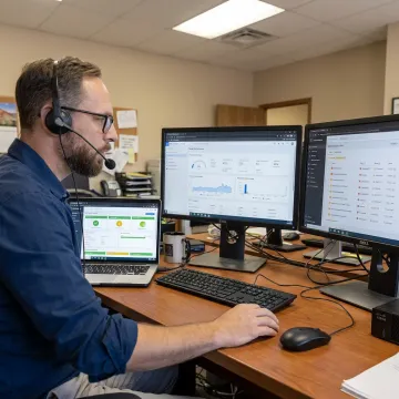 Business IT systems being monitored and maintained