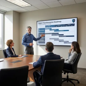 IT consultant presenting a technology modernization plan