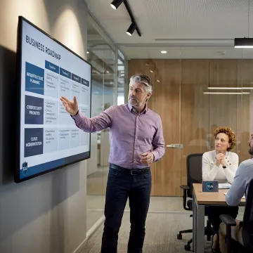 Consultant presenting business technology strategy