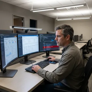 Cloud security consultant reviewing secure cloud systems