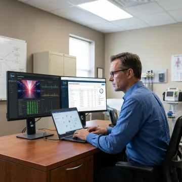 Healthcare IT consultant reviewing secure digital systems