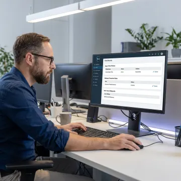 IT professional reviewing secure business email settings