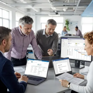SharePoint implementation consulting team reviewing a deployment plan