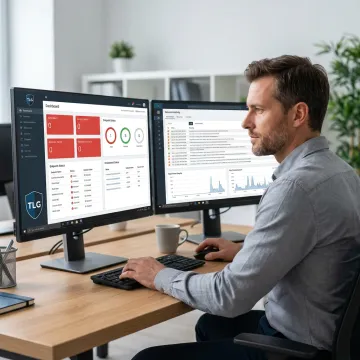 IT professional monitoring small business security systems