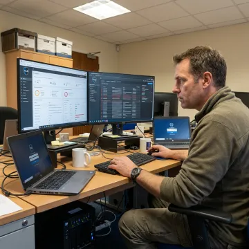 Business security monitoring dashboard and protected office devices