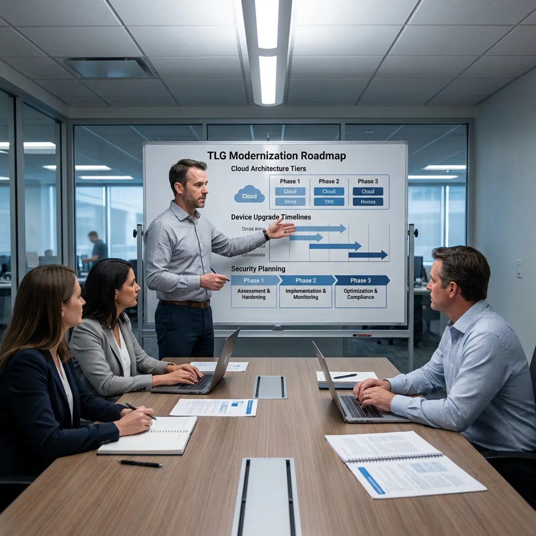 Consultant presenting an IT modernization plan