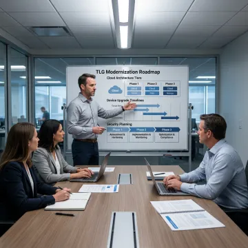 Consultant presenting an IT modernization plan