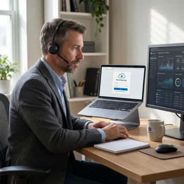 Remote employee using secure cloud access on laptop
