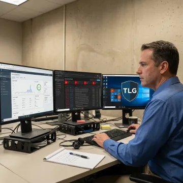 Technician providing remote IT support