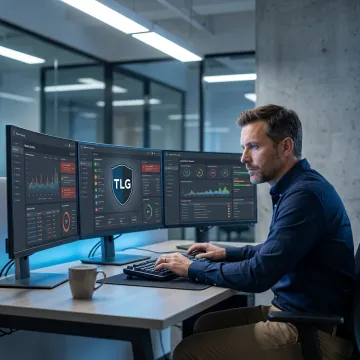 IT consultant reviewing cybersecurity risk data