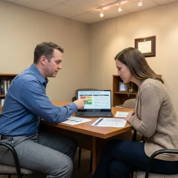 Cybersecurity consultant reviewing small business security plan
