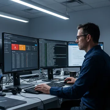 Security specialist analyzing incident response data