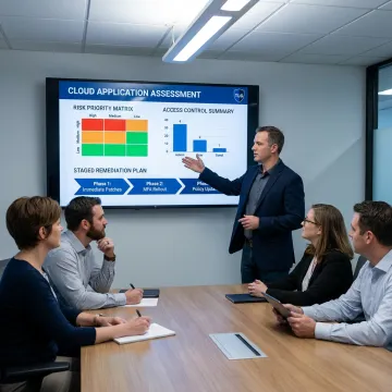 Consultant reviewing cloud application security findings
