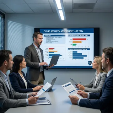 Consultant explaining cloud security testing findings