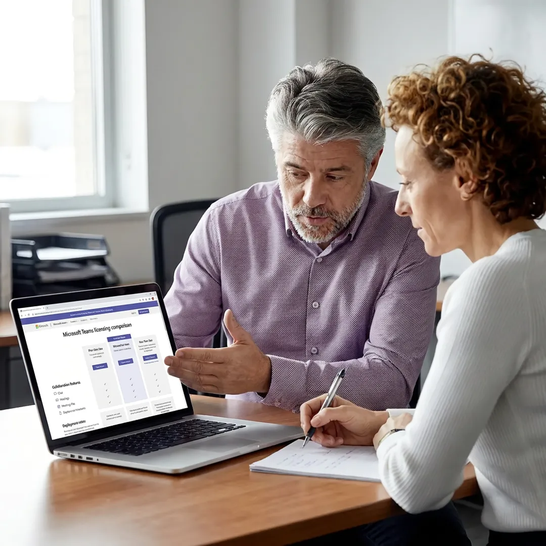 IT consultant explaining Microsoft Teams plan options