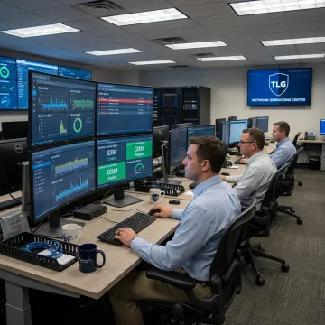 IT team monitoring enterprise network systems