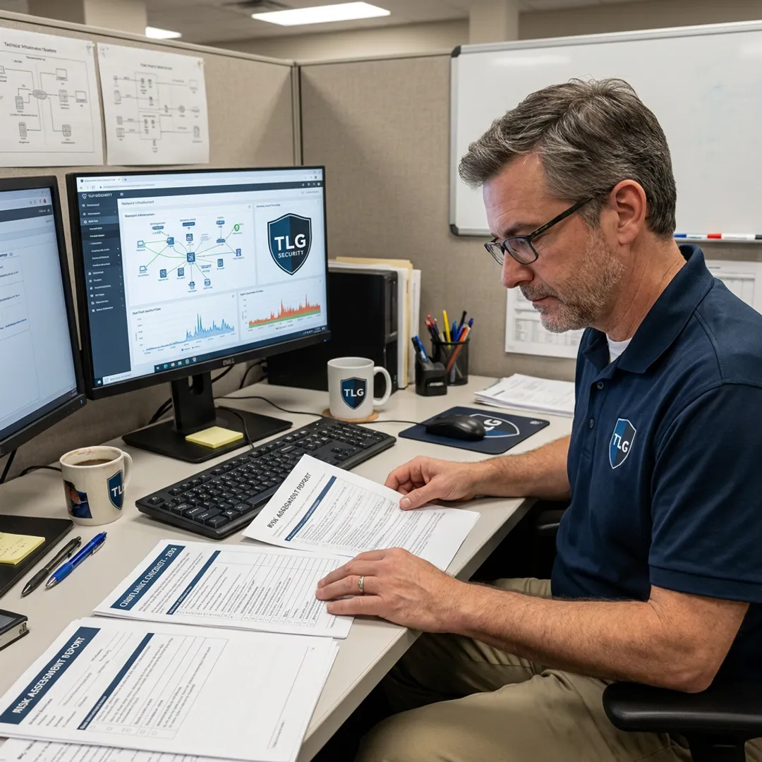 IT specialist assessing business security and compliance controls