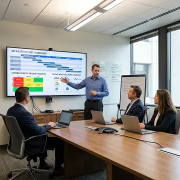 Consultant planning IT strategy for a financial institution