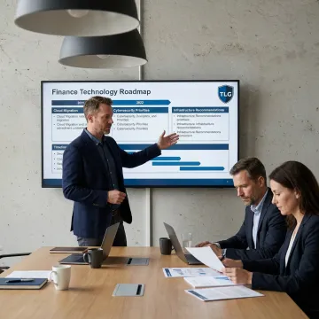 Consultant presenting IT strategy plan