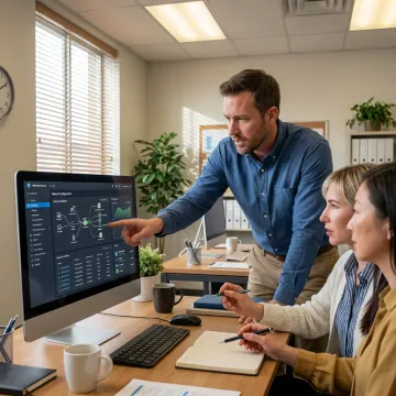 IT support professional assisting a local business team