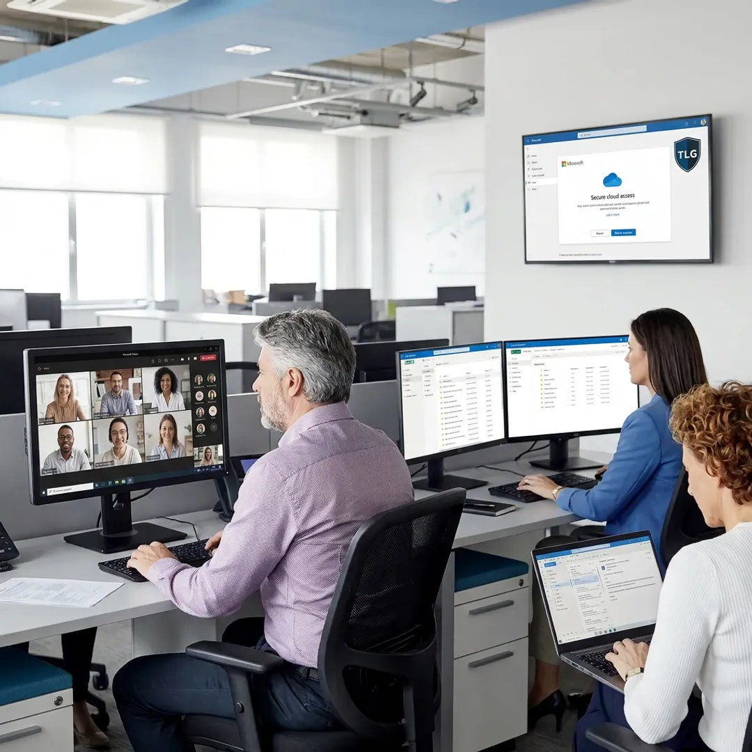 Business team using Microsoft 365 collaboration tools