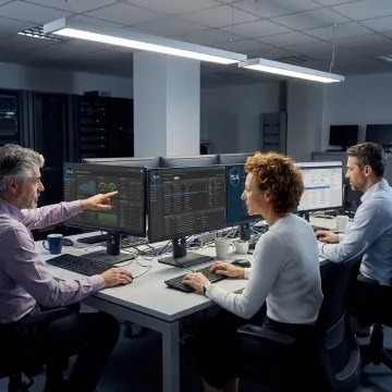 IT support team assisting business systems
