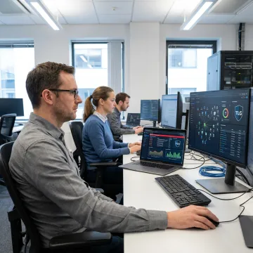 IT team reviewing cybersecurity systems