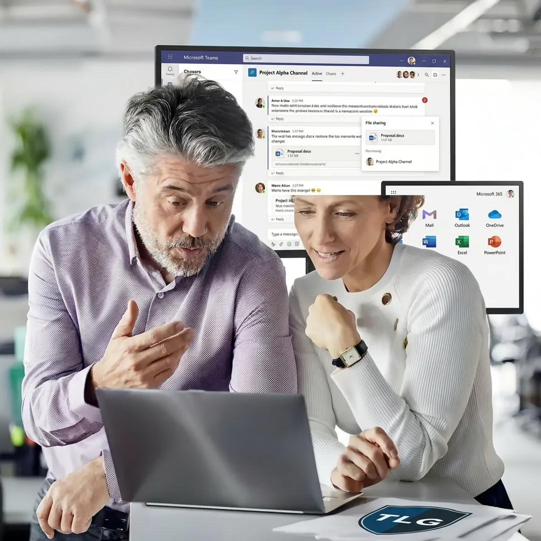 Business team using SharePoint and Microsoft 365 tools