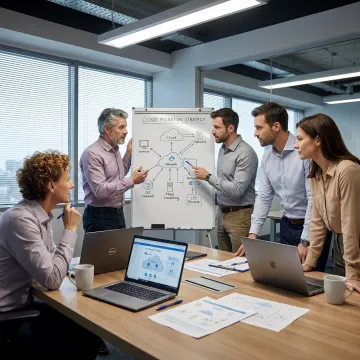 Cloud migration strategy meeting with IT specialists