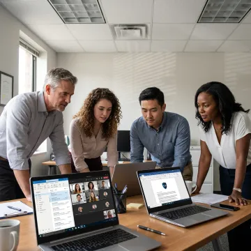 Small business team using Microsoft 365 tools