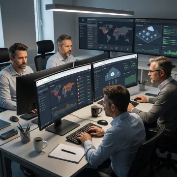 Business IT team managing secure network systems