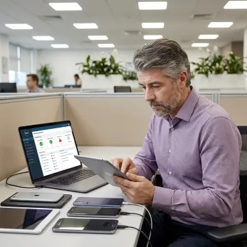 IT specialist securing business mobile devices