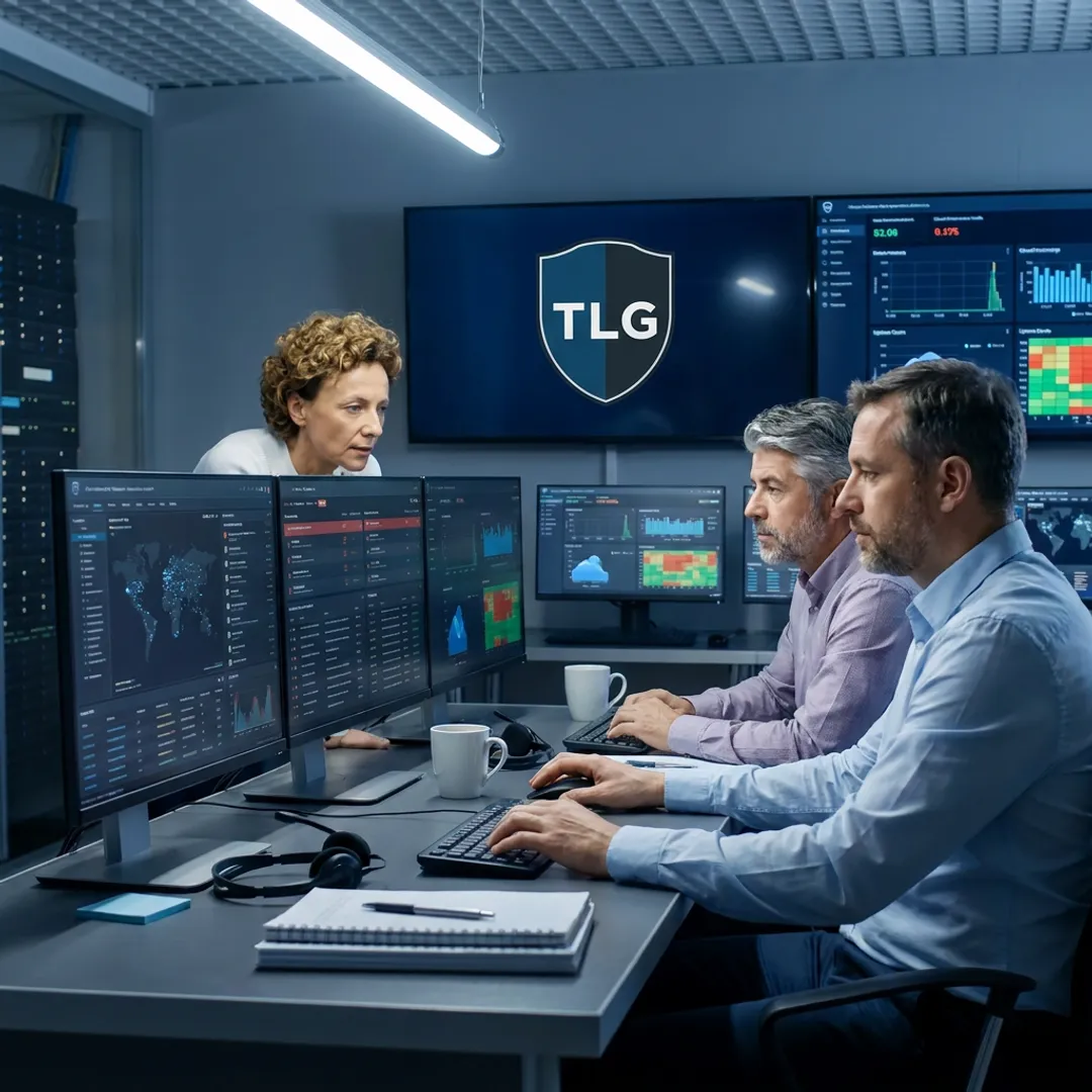 Managed IT services team reviewing business systems
