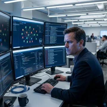 IT professional monitoring business network security