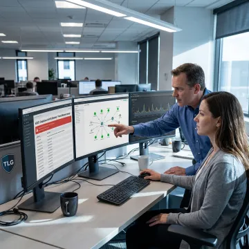 Managed IT team reviewing network security systems