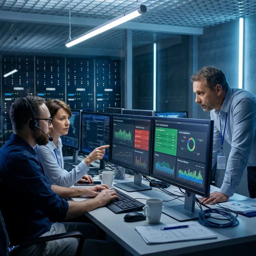 IT team managing cloud hosting services