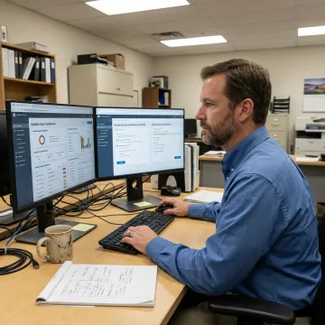 Technician reviewing recovery plan and restoring secure business access
