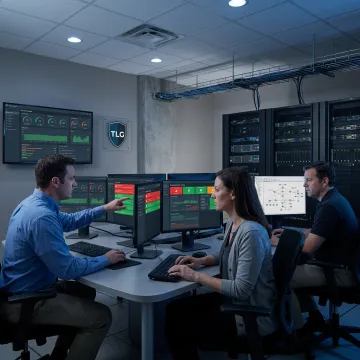 IT support team monitoring business systems