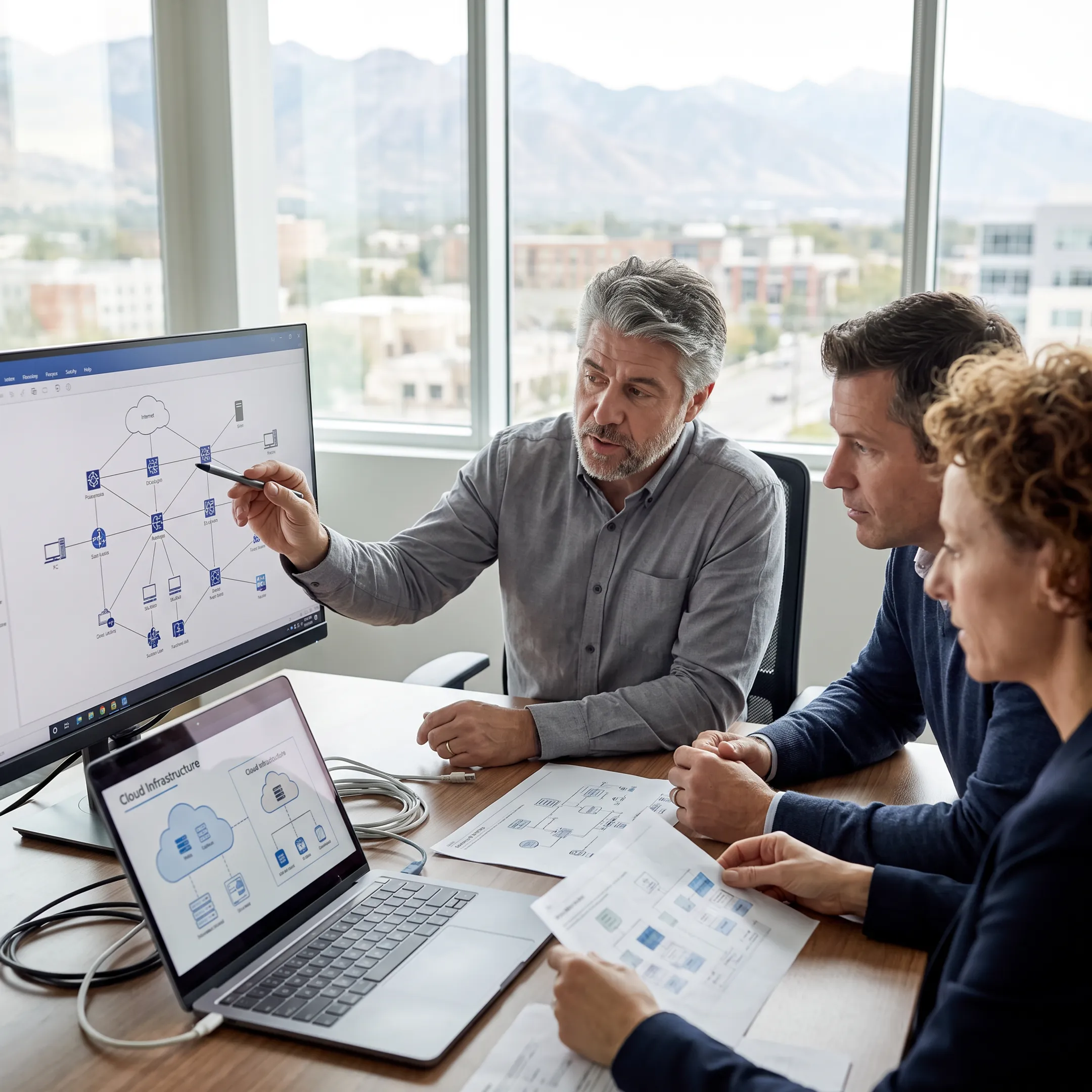 IT consultant reviewing a business technology plan