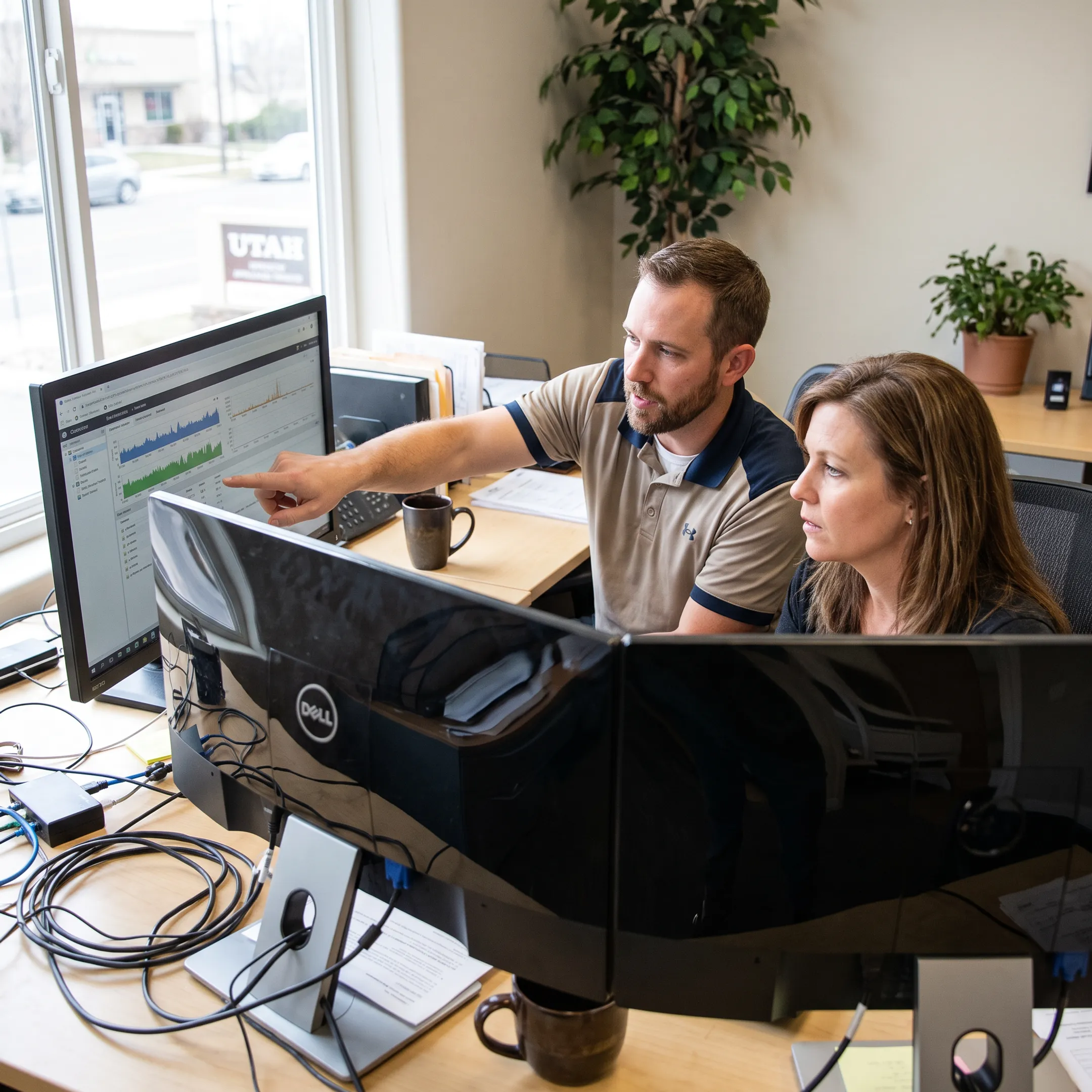 Technician supporting office computer systems