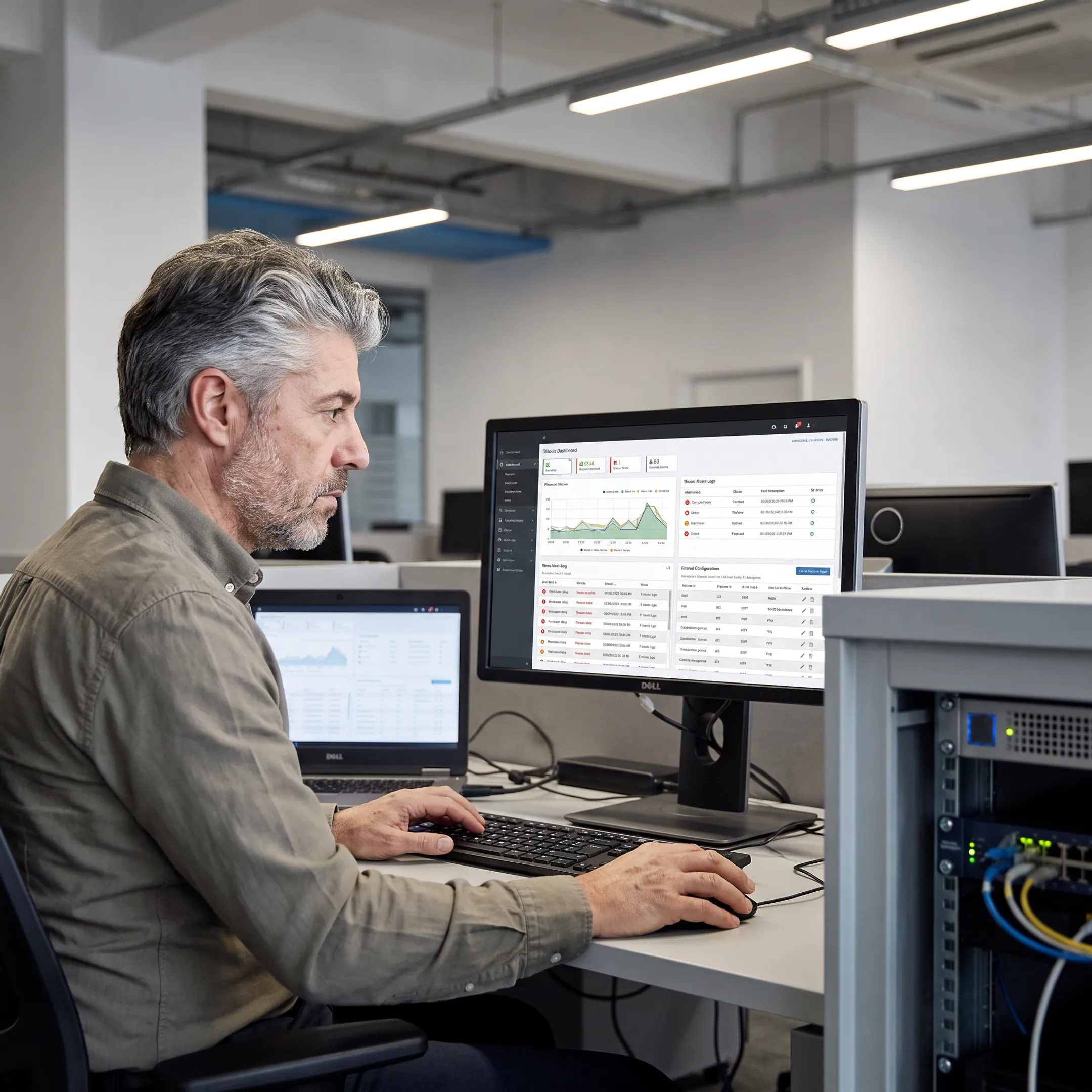 Technician securing a business network