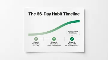 66-day habit formation timeline showing weekly drawer reset consistency milestones