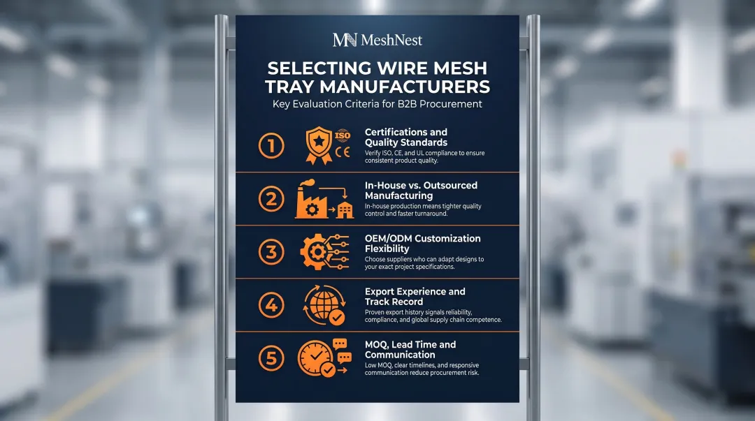 5-factor wire mesh tray manufacturer evaluation framework for B2B sourcing decisions