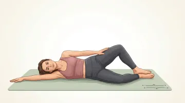 Person performing Pilates clamshell exercise lying on side on mat