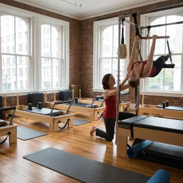 Classical Pilates session in a boutique studio