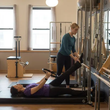 Private Pilates session in a boutique studio