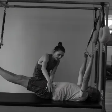 Private Pilates lesson in a boutique studio