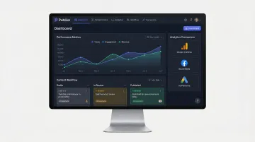 Publive platform dashboard displaying analytics SEO and content management features